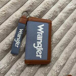 Wrangler Blue and Brown Wallet with Slim Bifold Design